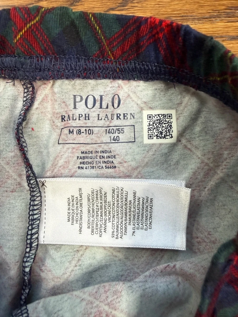 Polo Ralph Lauren Girls Red Green Blue Yellow Plaid Fall Winter Leggings Sz 8-10
